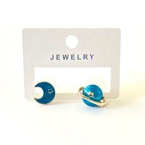 Planet and Moon Stud Earrings BOGO FREE